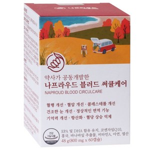 나프라우드 블러드 써큘케어 미세조류 오메가3 코큐텐 홍국 바나바잎 혈행 콜레스테롤 영양제, 1개, 60정