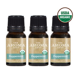 더아로마샵 USDA 유기농 에센셜오일 디퓨저 아로마테라피 숙면 힐링, 3개, 10ml, 페퍼민트 유기농 에센셜오일