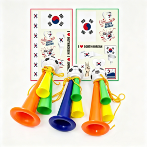 응원 호루라기 3P + 태극기 문신 스티커 2P 세트 축구 경기 붉은악마 응원 용품, 1개