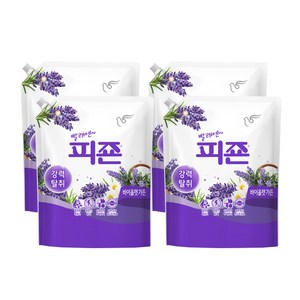 피죤 강력탈취 섬유유연제 퍼플라벤더 리필, 2.1L, 4개