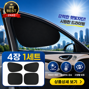 꿈알상점 자동차 차량 햇빛 가리개, 4개, 검정