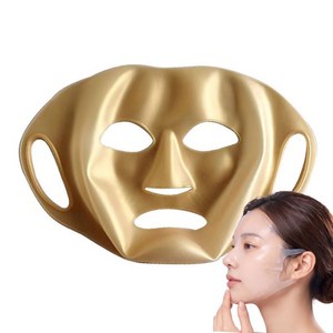 하루츠 1+1 실리콘 마스크팩 커버 세트 귀걸이형 얼굴 시트팩 고정용 전용 파우치 포함, 1세트, 반투명 1장+ 골드 1장