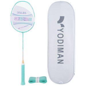 YODIMAN 배드민턴 라켓 풀 카본 5U 초경량 남녀 프로급, 1개, 에메랄드그린