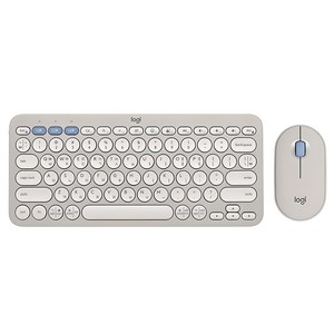 로지텍 PEBBLE 2 COMBO 키보드 마우스 세트, 920-012264, 샌드 그레이, 텐키리스, 샌드 그레이(LO100596)