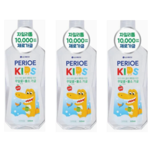 페리오 자일리톨10000 무알콜 제로 어린이 가글 사과향, 320ml, 3개