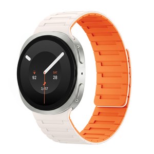 갤럭시워치 9/8/8 클래식 호환 스포츠 마그네틱 실리콘 스트랩 밴드 40mm 44mm 46mm, 스타라이트/오렌지, 1개