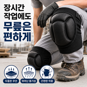 머파노 작업용 무릎보호대 현장 산업용 패드, 2개, 메탈블랙