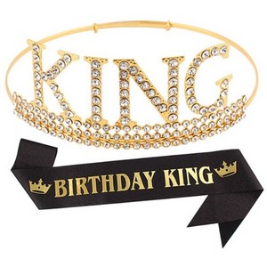 마켓리움 아빠 남친 홈 생일파티 왕관 어깨띠, 1개, 블랙