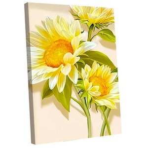votgl 보석십자수 캔버스형 DIY 액자형 풍경 인물 꽃식물50x40cm, 046해바라기, 1개