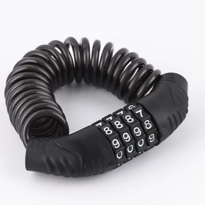 너란가치 와이어 자전거 자물쇠 번호 헬멧 잠금, 1개, 블랙