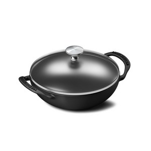 마리슈타이거 무쇠 주물 블랙시리즈 베이비웍 그릴팬, 베이비웍(유리뚜껑), 1개, 18cm