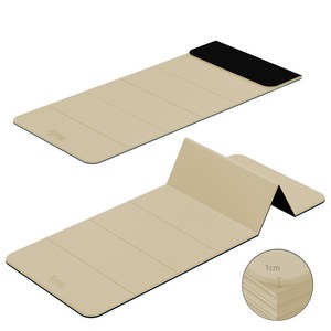 WEILA 접이식 요가매트 10mm 와이드 남자 tpe 미끄럼방지 스트레칭 매트 두꺼운 층간소음 운동 매트, 1개, 베이지 + 검은색