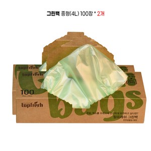 그린백 중형(4리터) 100장-과일 야채 신선보관비닐/에틸렌가스 흡착 탑프레쉬, 중(M), 100개, 2세트
