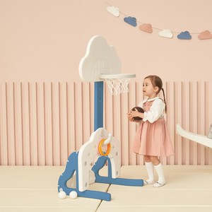 베네베네 클라우드 멀티플 유아 아기 농구대 (농구+축구+골프), 3in1, 블루 화이트