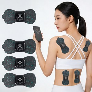 Gaayou 저주파 마사지기 EMS/TENS 무선 안마기 본체 4개 + 겔패드 4세트 어깨 목 등 허리 팔 무릎 종아리 발바닥, 블랙, DP-8