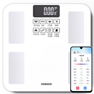 코소카 디지털 LCD 가정용 스마트 인바디 체지방 체중계, 1개, 화이트, FL5049-8