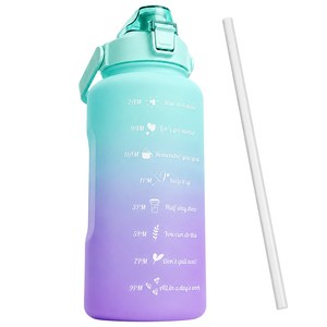 니코리 대용량 대형 물통 빨대 포함, 1개, 2L, 그린