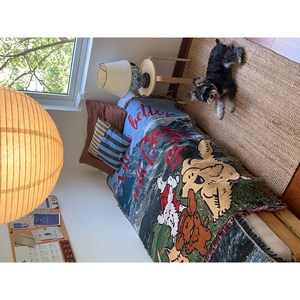 Life is Better with Dogs 감성 빈티지 강아지 태피스트리 블랭킷 니트 담요 패브릭 포스터 소파 커버
