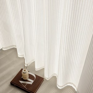 홈키안 스트라이프 쉬폰 커튼 거실 차르르 비침없는 도툼 두꺼운 내마모성 화이트 커텐