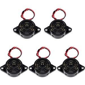 5개 DC 3-24V 100dB 액티브 압전 부저 2선 연속음 경보기 블랙 전자 벨 소리 알람 센서