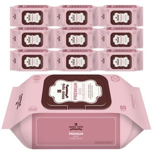 코코토토 프리미엄 베베 엠보싱 물티슈 캡형 80매, 10개, 60g