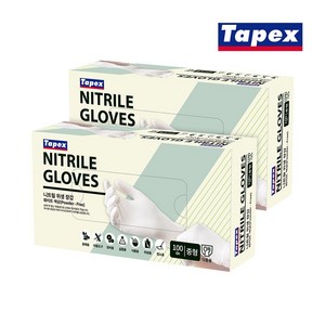 테이팩스 니트릴장갑 100p, 화이트, 중(M), 2개