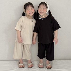 아이스토리키즈 유아 아동 플리츠 7부 상하세트 여름 실내복 등원룩 남아 여아 상하복