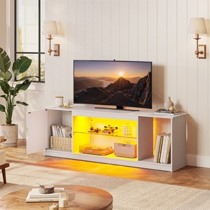 Bestier 티비다이 PS5용 TV 수납 받침대 RGB 라이트, 화이트