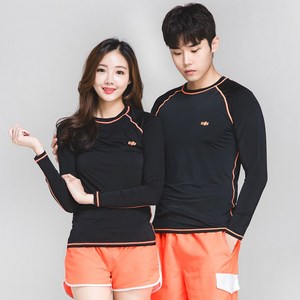 이라인 리미티드 오렌지스티치 래쉬가드 커플수영복