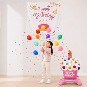 이벤트홀릭 서프라이즈 드롭 생일 현수막 세트 숫자풍선 컨페티 파티용품, 1개, 핑크 숫자 없음