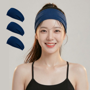 어니스테디 올데이 남녀공용 스포츠 헤어밴드, 3개, 네이비