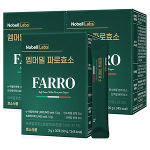노벨랩스 100만 역가수치 엠머밀 곡물 파로효소, 3개, 90g
