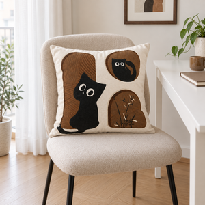 MISI 감성 고양이 쇼파쿠션 40x40cm, 화이트