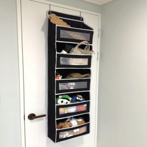 그로우핸즈 문걸이 5단 패브릭 수납함, 1개, 블랙