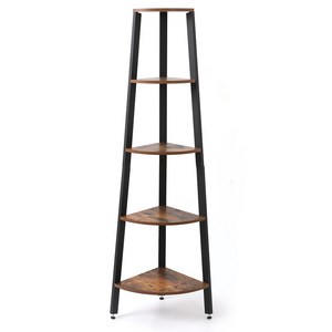 HOMESHOP 코너 스탠드 선반 5 단 북타워 책꽂이 수납 책장, 5단, 브라운+블랙
