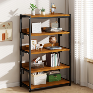 라온스페이스 다용도 책꽂이 책장 수납 선반, 5단, 블랙