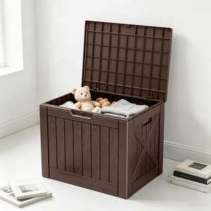 Homeco 데크박스 야외보관함 150L 방수 실내외 다용도 농기구 정리함 플라스틱 수납함, 브라운 150L