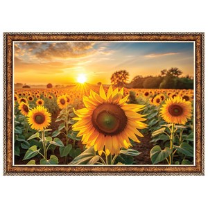 1000피스 직소퍼즐 해바라기들판의 노을 (액자옵션선택) PZP1000-004, 1개, 퍼즐+엔틱골드 직소퍼즐액자포함