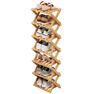 제제랑 천연 대나무 좁은현관 틈새 신발정리대, 7단, 우드