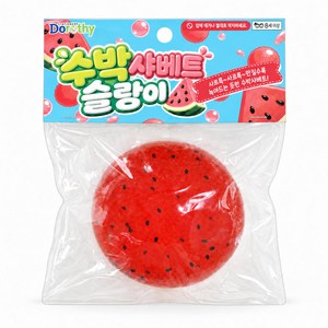 kc인증 키위 수박 샤베트 사각 쫀득 주물 꾹꾹 슬랑이 크런치 촉감놀이 스트레스, 1개, 145g, 레드