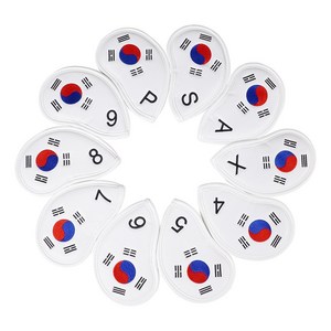 Gtang 골프 국가대표 태극기 아이언 헤드 커버 10개 세트, White, 1세트