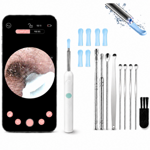 SOVI 고화질 내시경 귀이개 교체용 실리콘 팁 6개+귀 관리 도구 8종 증정 3.5mm 초슬림 소프트 팁 +LED 링 조명+카메라 방수 iOS/Android 전체 호환, 1세트, 9개입