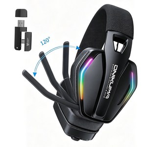 ONIKUMA 무선 게이밍 헤드셋 3모드 연결 가상 7.1 노이즈캔슬링 마이크, 블랙, GT826