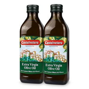 카스텔베테르 엑스트라버진 올리브 오일 냉압착 올리브유 1L 공복 생식, 2개, 500ml