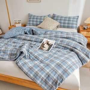 SAGONG 심플 체크 부드러운 사계절 슬림 이불 차렵이불