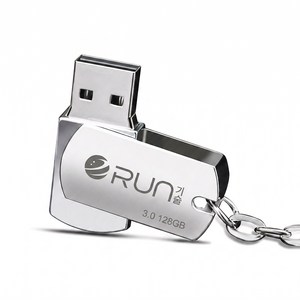 RUN기술 USB 메모리 128GB USB 3.2 Gen 1 초고속 130MB/s 메탈 회전형 휴대용 플래시 드라이브, 1개
