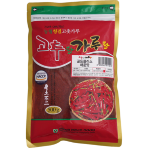 [정품 청양농협 프리미엄고추가루] 맵기표시 골드플러스 매운맛, 500g, 1개