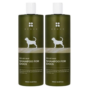 비알머드 릴리프 머드 샴푸 포 도그스 애견 강아지 머드팩 샴푸 무향, 2개, 500ml