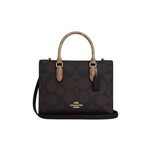 Maggie 로고 조절 탈부착 어깨 스트랩 PVC 토트백 소형 여성용 검정