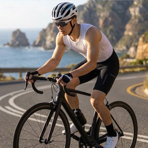 MY KILOMETRE 남성용 사이클링 빕숏 라이딩 패드 양측 포켓 통기성 멜빵 자전거 반바지